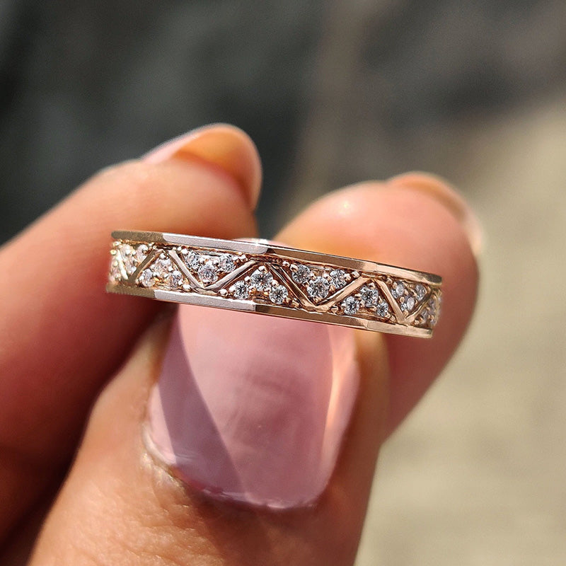925 Silver Rose Gold Plated 1ct Sona Diamond Band