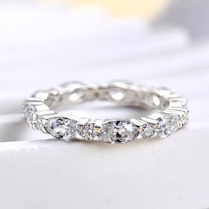 925 Silver Two-Tone 2.5ct Oval Diamond Wedding Band