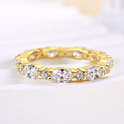 925 Silver Two-Tone 2.5ct Oval Diamond Wedding Band