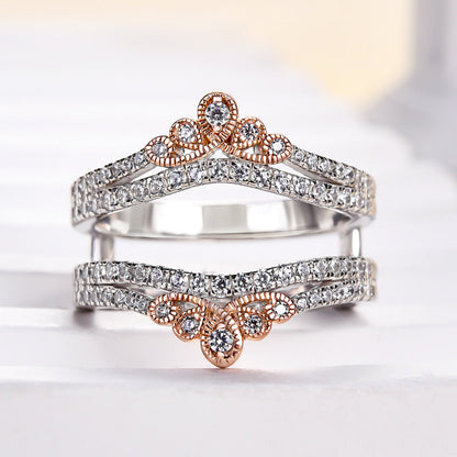 925 Silver White & Rose Gold 1ct Sona Diamond Band