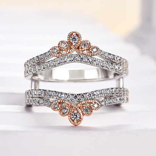 925 Silver White & Rose Gold 1ct Sona Diamond Band
