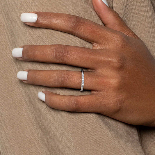 925 Silver White Gold Plated 0.3ct Bridal Wedding Band