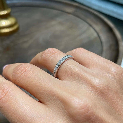 925 Silver White Gold Plated 0.3ct Bridal Wedding Band