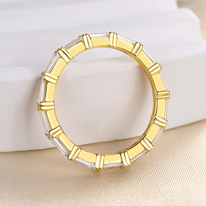 925 Silver Gold Plated 2ct Emerald Cut Diamond Band