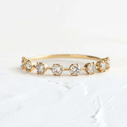 925 Silver Gold Plated 0.5ct Round Diamond Wedding Band