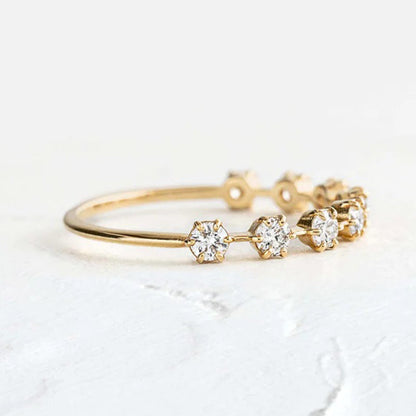 925 Silver Gold Plated 0.5ct Round Diamond Wedding Band