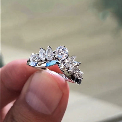 925 Silver 18K White Gold Plated 2ct Mixed Cut Diamond Band