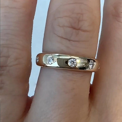 925 Silver Gold Plated 0.4ct Round Diamond Wedding Band