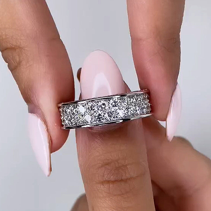 3.0Ct Round Cut Pave Wedding Band - 925 Silver White Gold