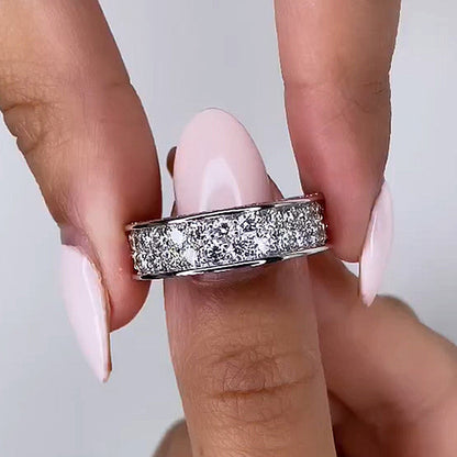 3.0Ct Round Cut Pave Wedding Band - 925 Silver White Gold