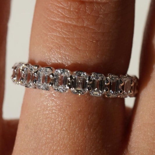 925 Silver Two-Tone 2.5ct Emerald Cut Diamond Band