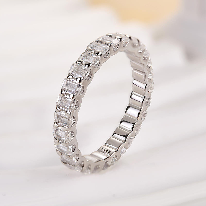 925 Silver Two-Tone 2.5ct Emerald Cut Diamond Band