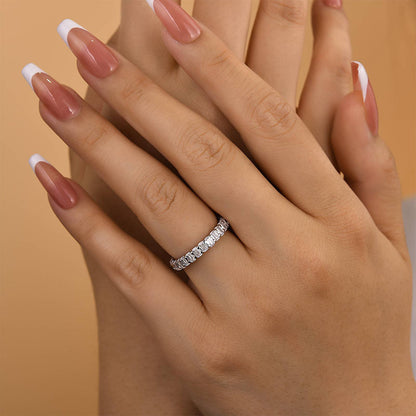 925 Silver Two-Tone 2.5ct Emerald Cut Diamond Band