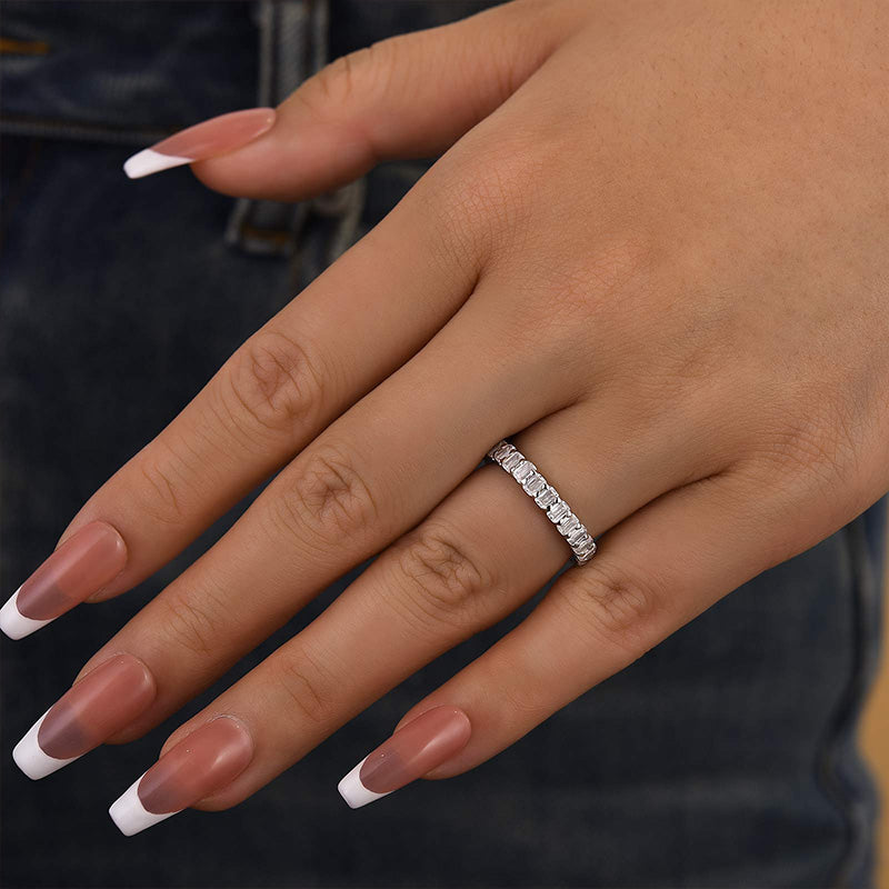 925 Silver Two-Tone 2.5ct Emerald Cut Diamond Band