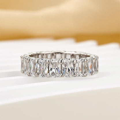 7.5Ct Cushion Cut Simulated Diamond Eternity Wedding Band in Sterling Silver