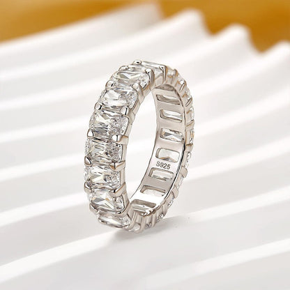 7.5Ct Cushion Cut Simulated Diamond Eternity Wedding Band in Sterling Silver