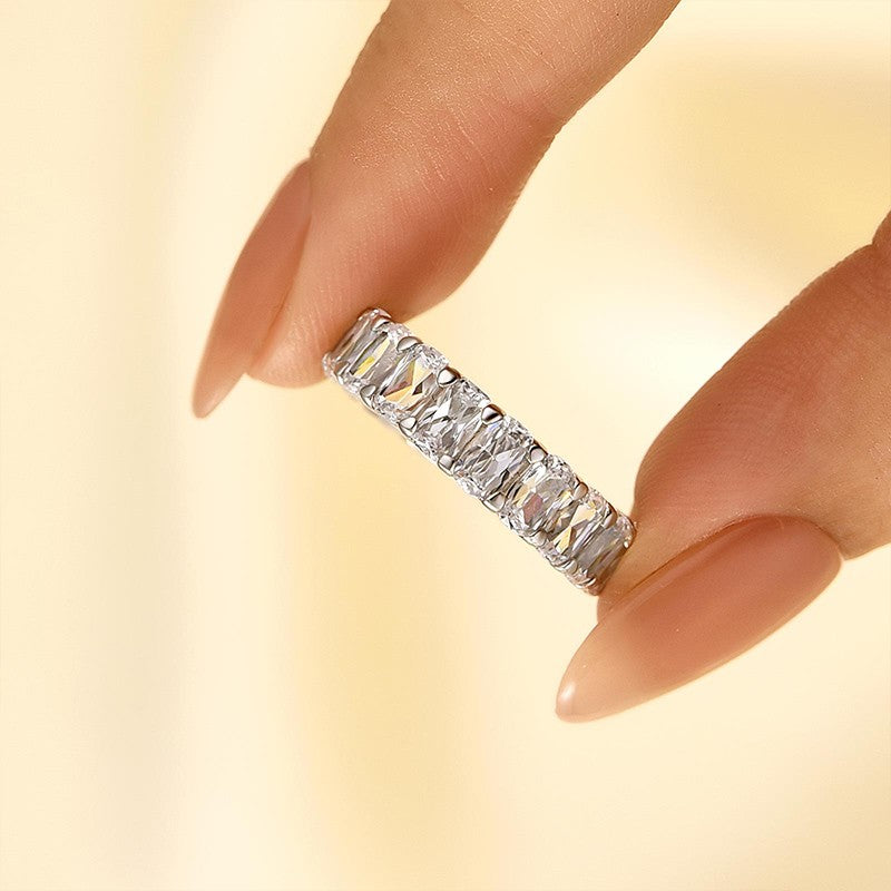 7.5Ct Cushion Cut Simulated Diamond Eternity Wedding Band in Sterling Silver