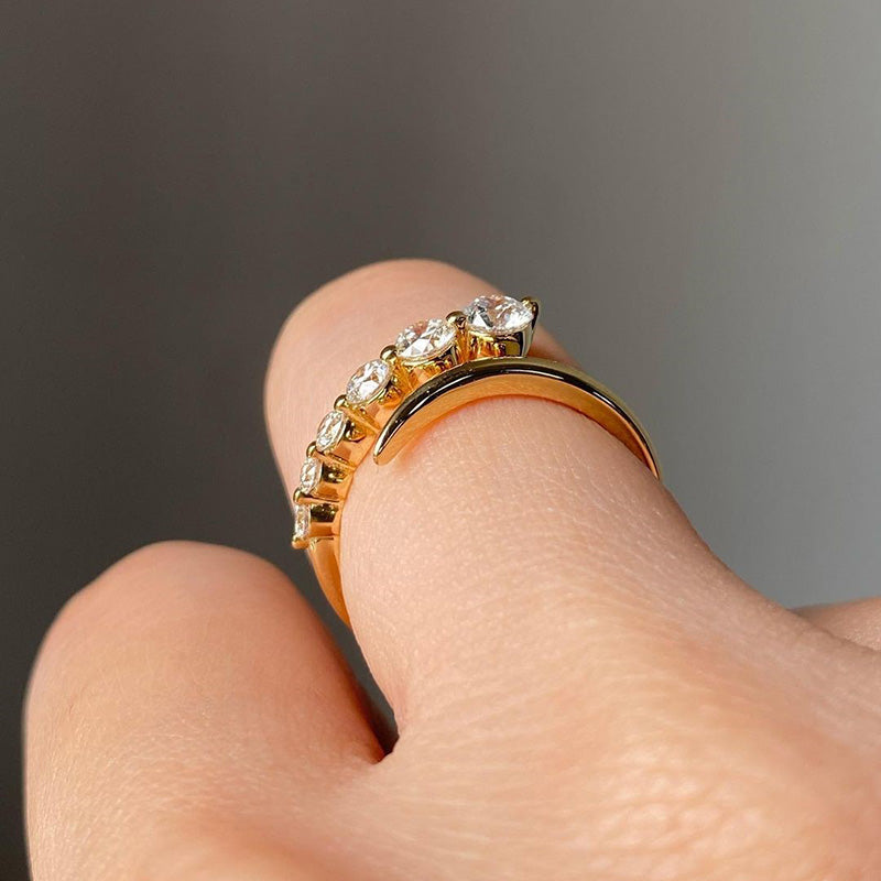 925 Sterling Silver 18K Gold Plated 1ct Diamond Wedding Band