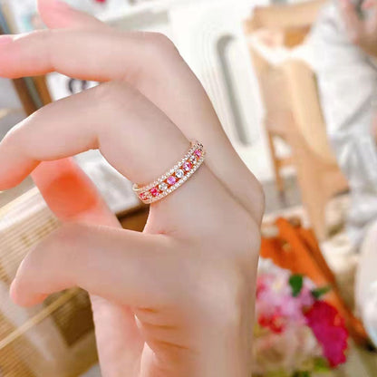 925 Silver Rose Gold Plated 2ct White & Pink Diamond Band