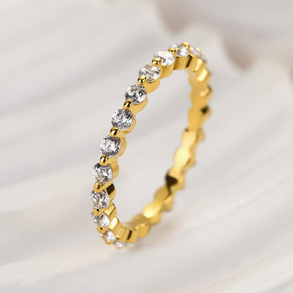 925 Silver Two-Tone 1ct Round Diamond Wedding Band