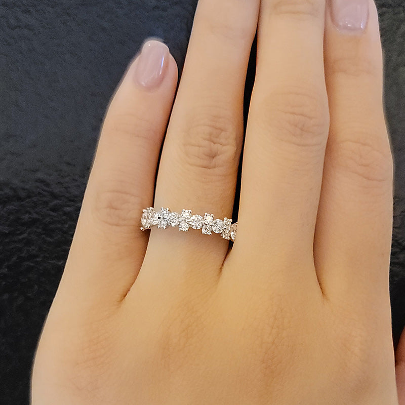 2Ct Round Cut Diamond Band 925 Silver White Gold