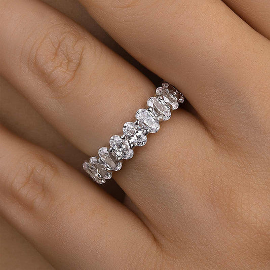 6.5Ct Oval Cut Diamond Band 925 Silver Three Gold Options