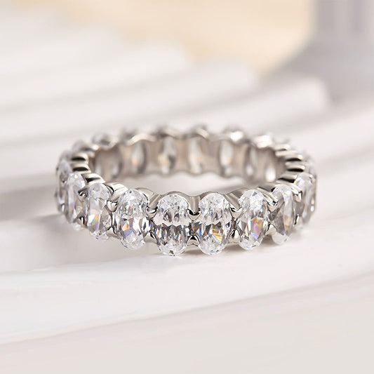 6.5Ct Oval Cut Diamond Band 925 Silver Three Gold Options