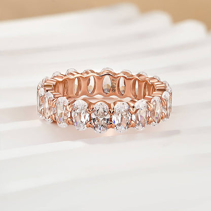6.5Ct Oval Cut Diamond Band 925 Silver Three Gold Options
