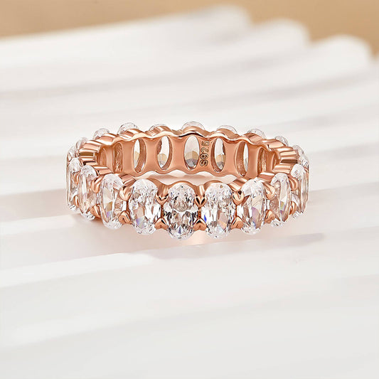 6.5Ct Oval Cut Diamond Band 925 Silver Three Gold Options