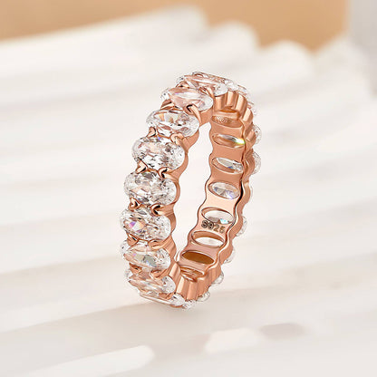 6.5Ct Oval Cut Diamond Band 925 Silver Three Gold Options
