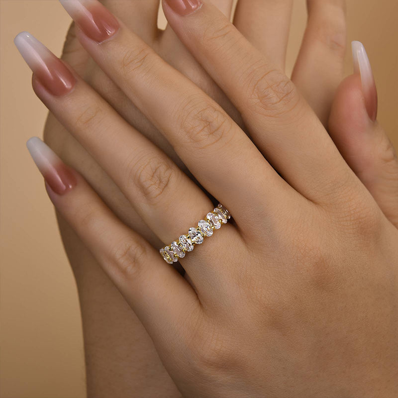 6.5Ct Oval Cut Diamond Band 925 Silver Three Gold Options