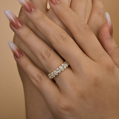 6.5Ct Oval Cut Diamond Band 925 Silver Three Gold Options