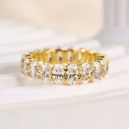 6.5Ct Oval Cut Diamond Band 925 Silver Three Gold Options