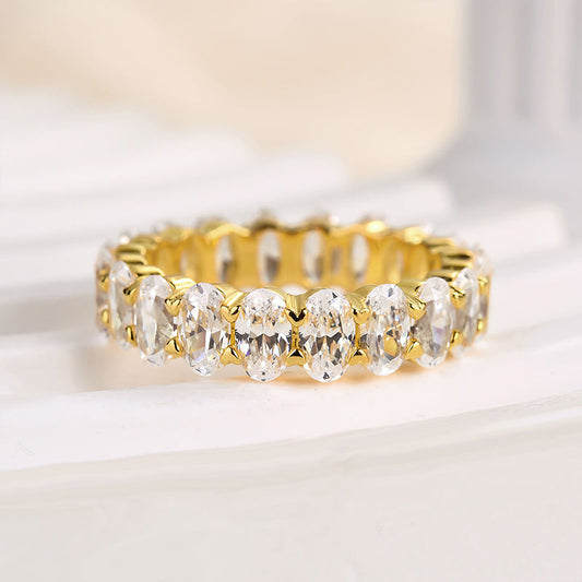 6.5Ct Oval Cut Diamond Band 925 Silver Three Gold Options