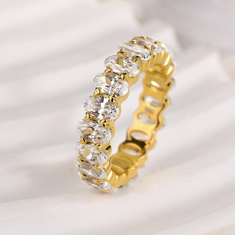 6.5Ct Oval Cut Diamond Band 925 Silver Three Gold Options