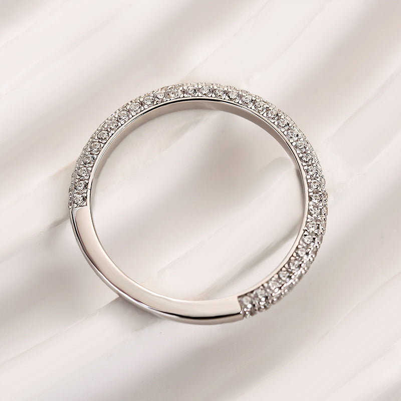 1Ct Round Cut Diamond Band 925 Silver Two-Tone