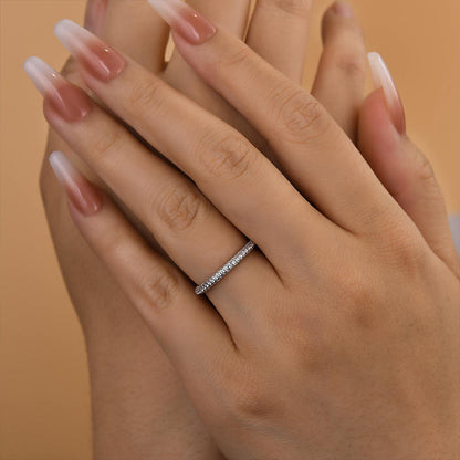 1Ct Round Cut Diamond Band 925 Silver Two-Tone