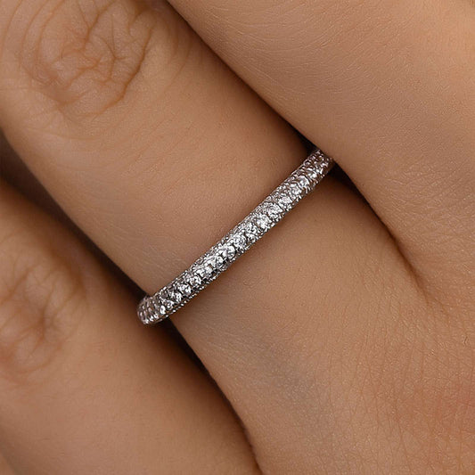 1Ct Round Cut Diamond Band 925 Silver Two-Tone