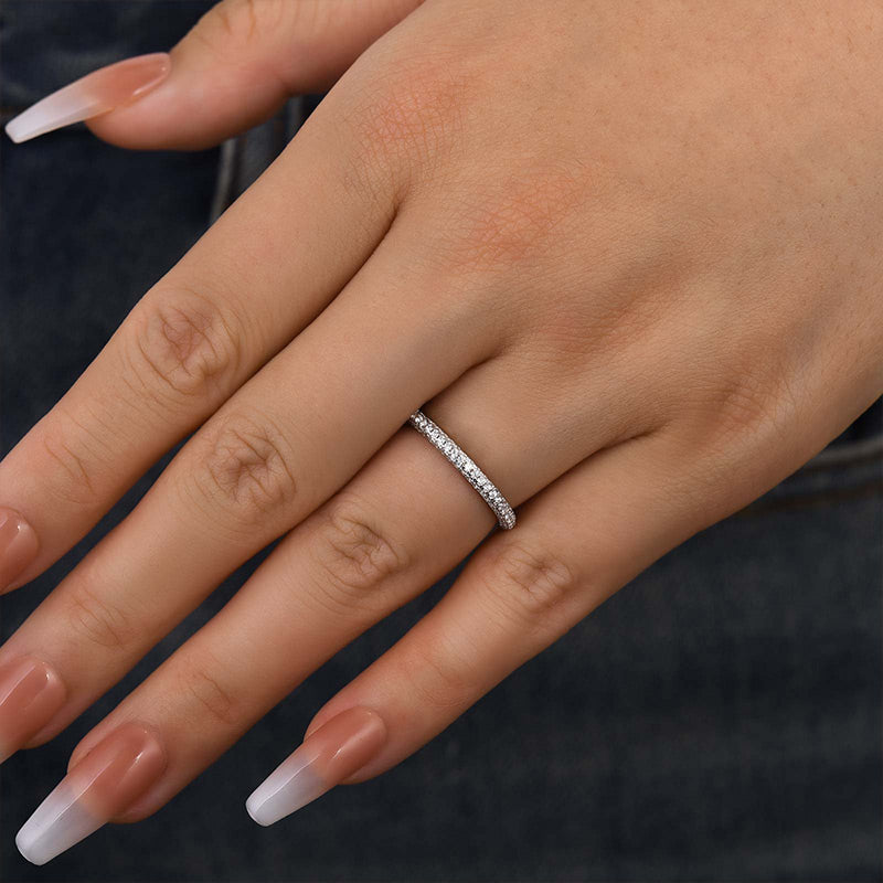 1Ct Round Cut Diamond Band 925 Silver Two-Tone