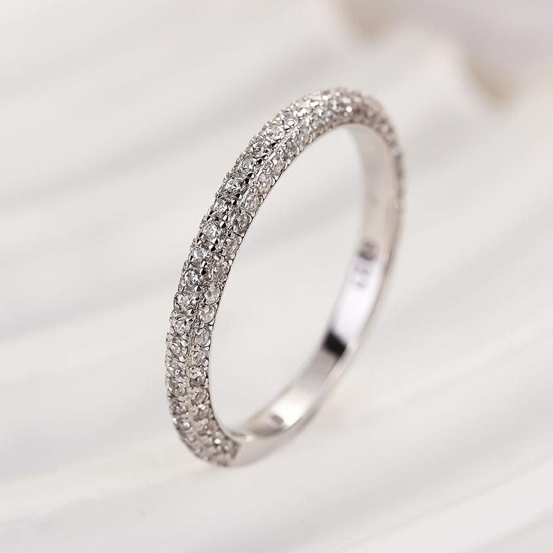 1Ct Round Cut Diamond Band 925 Silver Two-Tone