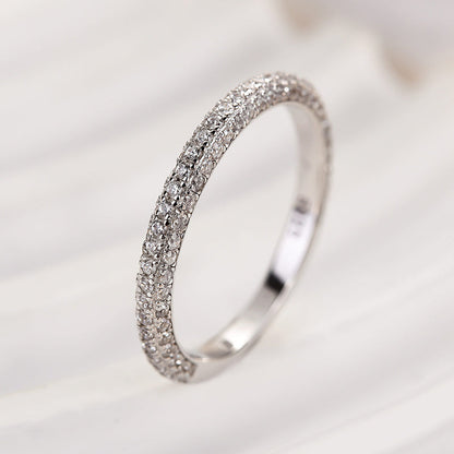 1Ct Round Cut Diamond Band 925 Silver Two-Tone
