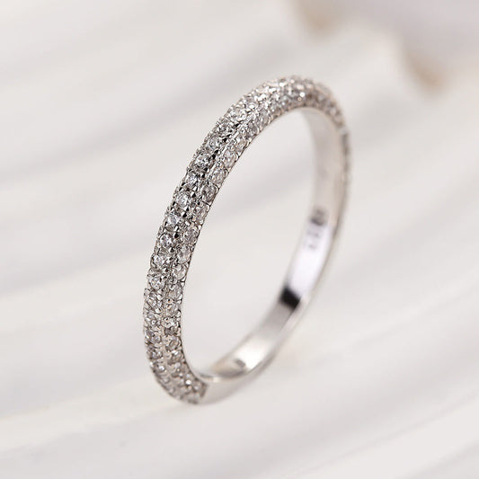 1Ct Round Cut Diamond Band 925 Silver Two-Tone