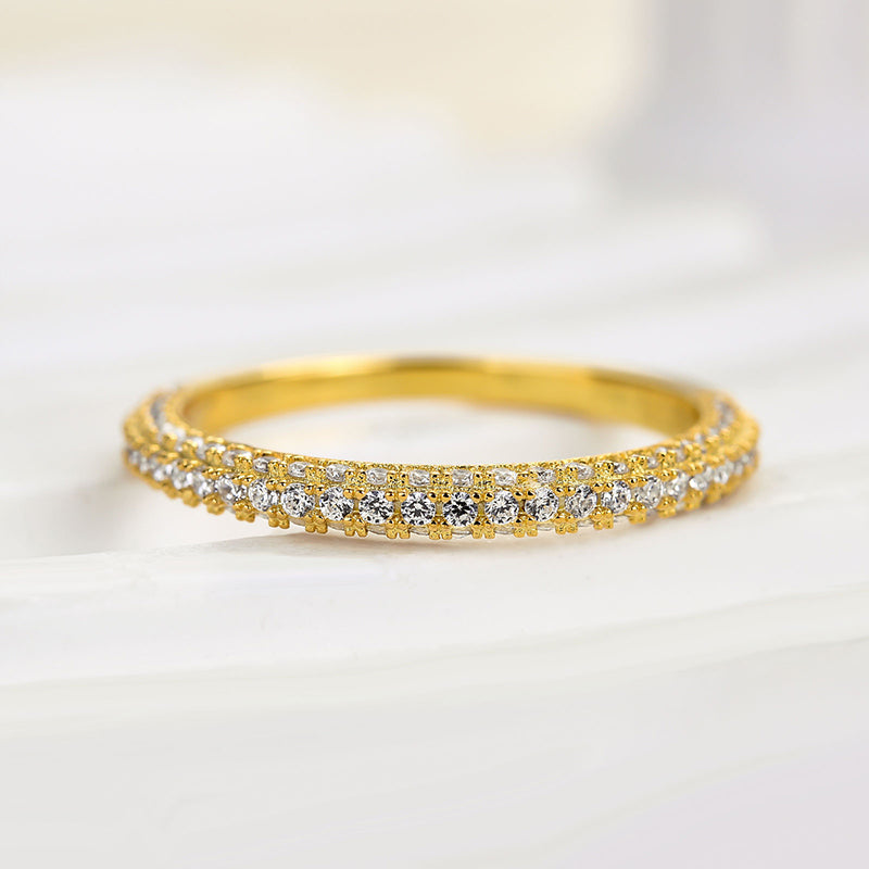 1Ct Round Cut Diamond Band 925 Silver Two-Tone