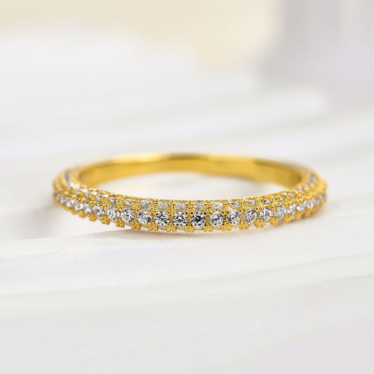 1Ct Round Cut Diamond Band 925 Silver Two-Tone