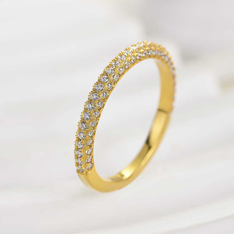 1Ct Round Cut Diamond Band 925 Silver Two-Tone