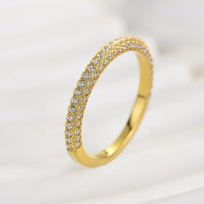 1Ct Round Cut Diamond Band 925 Silver Two-Tone