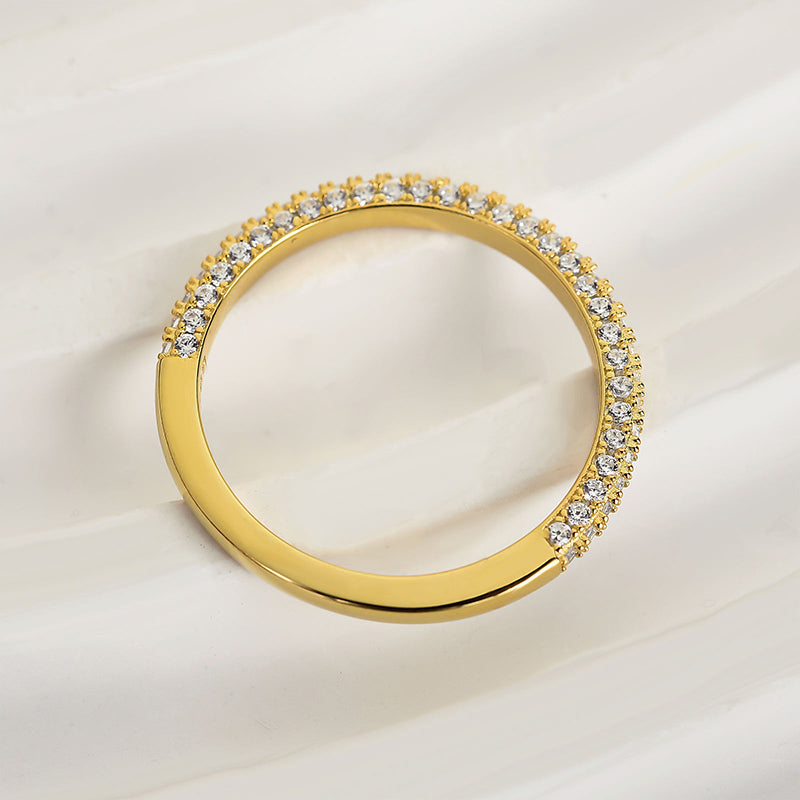 1Ct Round Cut Diamond Band 925 Silver Two-Tone