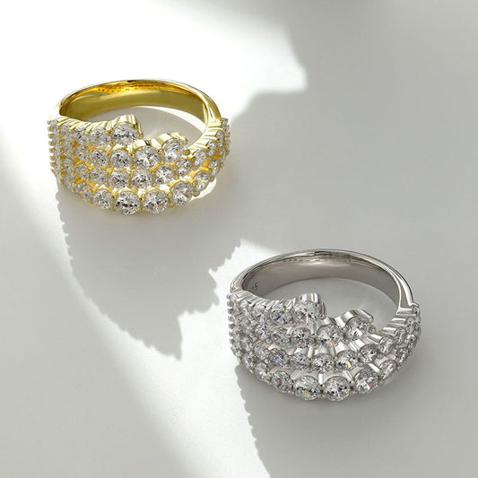925 Silver Two-Tone 2ct Round Diamond Wedding Band