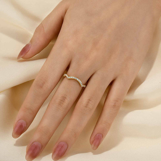 925 Sterling Silver 18K Gold Plated Round Simulated Diamond Ring