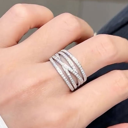925 Silver White Gold Plated Round Cut Diamond Band